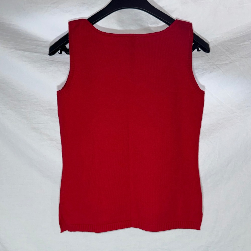 Rafaella Womens Red‎ American Flag Sleeveless Knit Sweater Top Americana Cotton - Picture 3 of 6